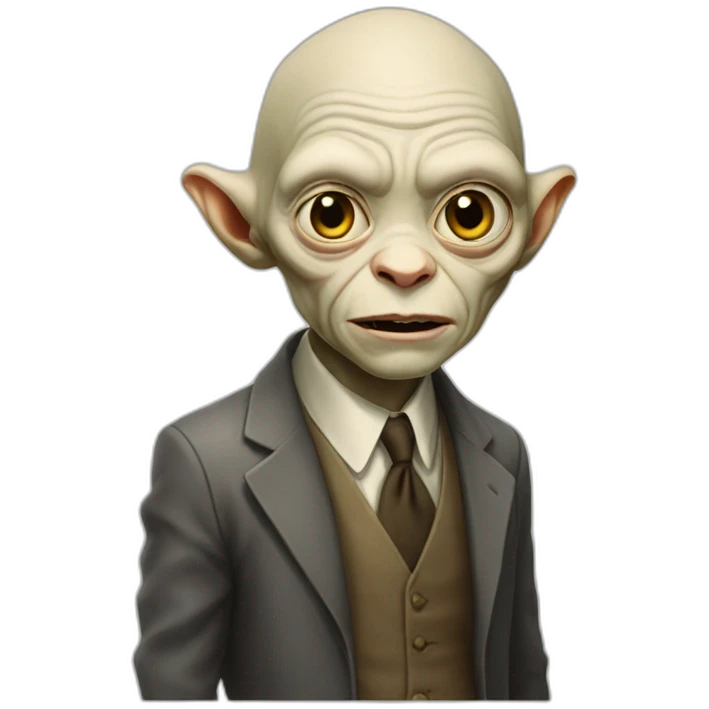 headshot of gollum in a suit and tie emoji