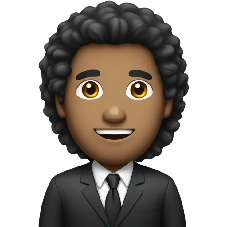 businessman black fluffy straight hair emoji