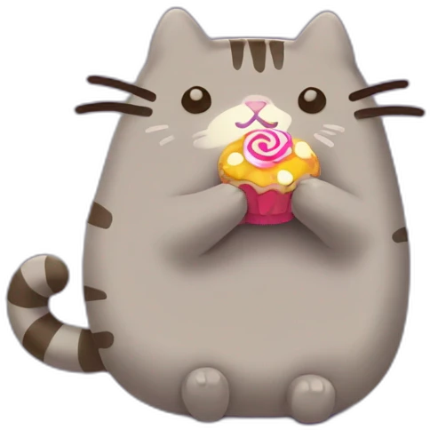 pusheen eating candy emoji