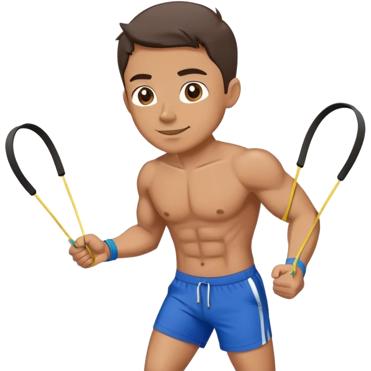 fit man with blue shorts resistance bands exercises emoji