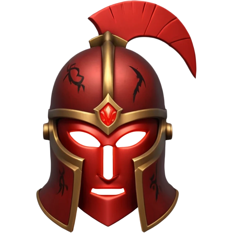 Ares legendary helmet object icon, ancient Greek helmet with glowing red runes, deep red energy glow, battle scars, epic fantasy style, 3D cartoon, mobile game icon style, centered, clean background, no text, no watermark

 emoji