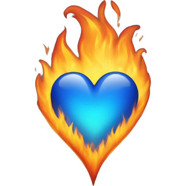 blue heart with fire emoji