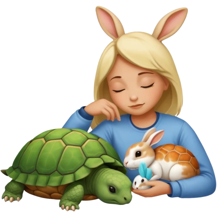 Tortu qui dort et lapin qui mange emoji