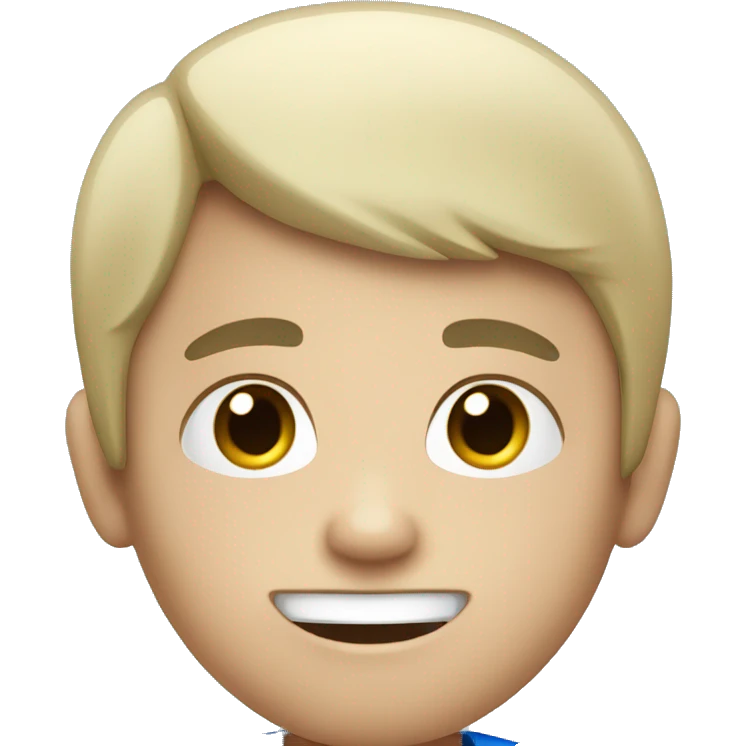 A boy with a short black hair and white skin and a blue t-shirt emoji