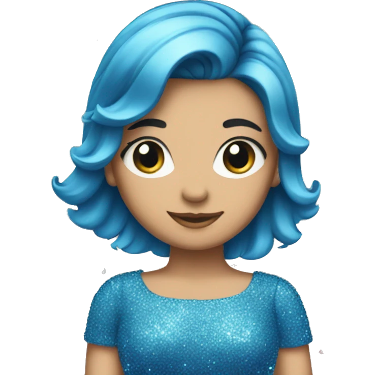 Blue sparkly dress with hearts emoji