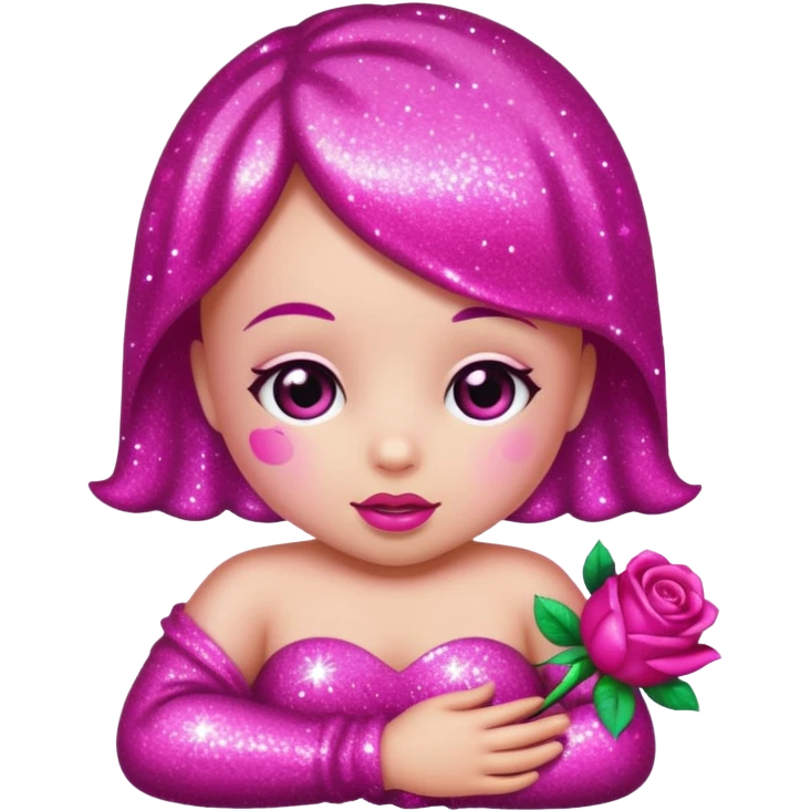 glitter baby fucsia rose emoji