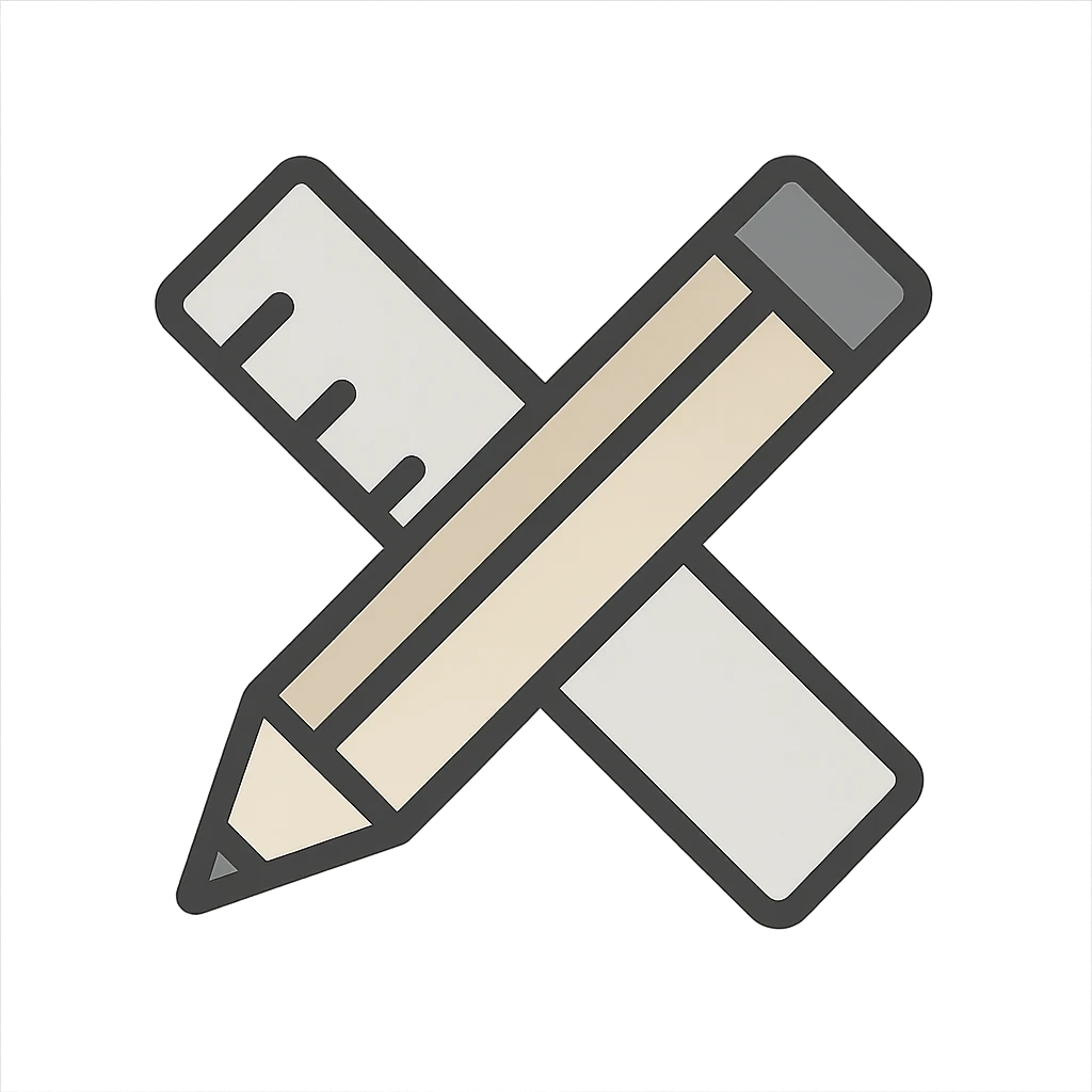 modern, simple icon of a crossed pencil and ruler with clear lines and neutral colors, no folder, just the symbol emoji