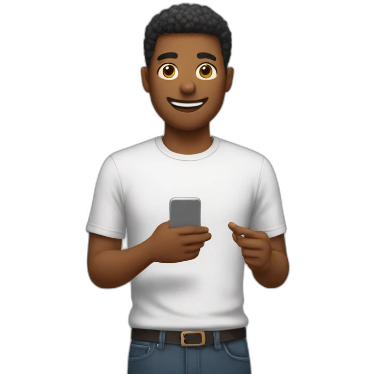 a guys sending a message emoji