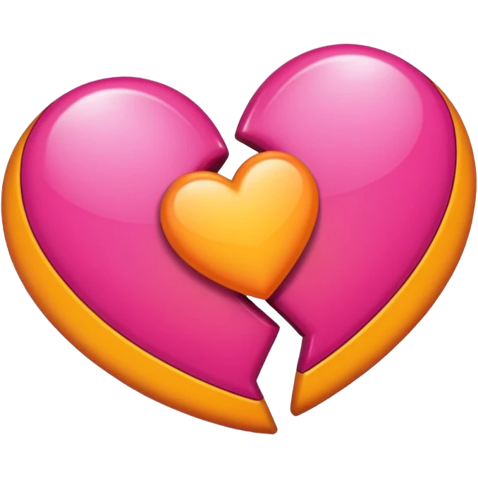 Bright yellow to orange to dark pink double gradient double heart emoji
