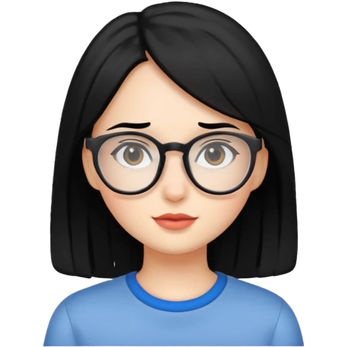 Niña de cabello negro con lentes emoji