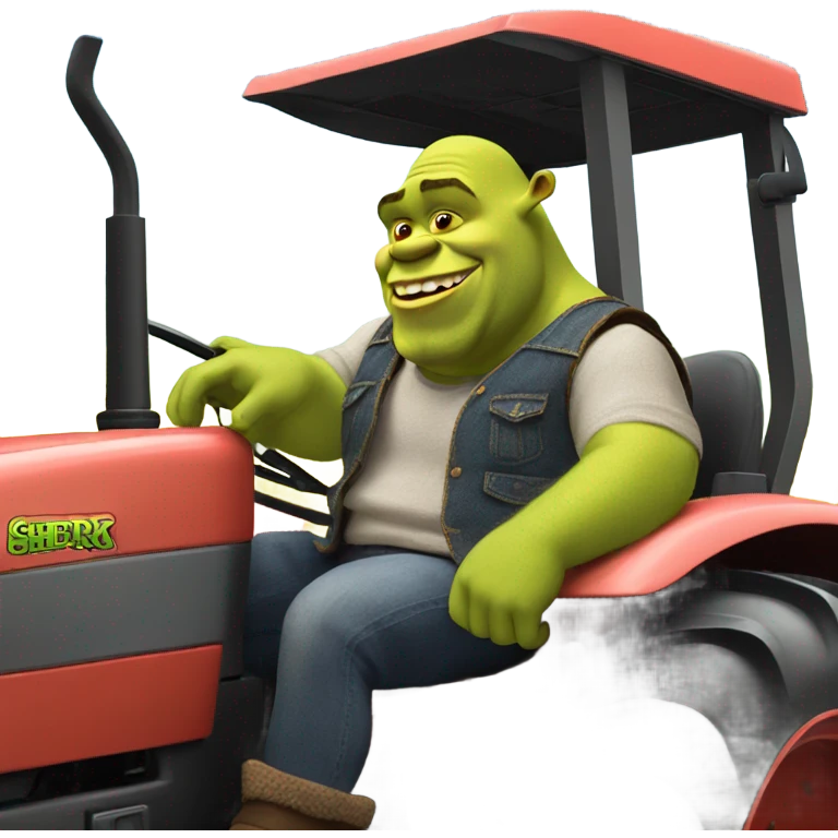 Shrek in tractor emoji