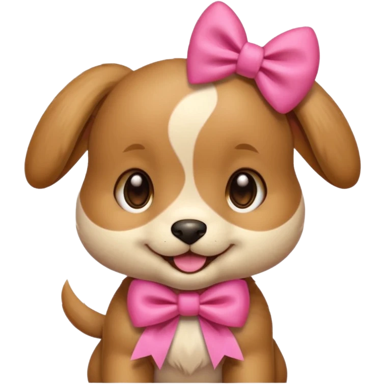 This puppy 🐶 with a pink bow, please in apple ios emoji style emoji