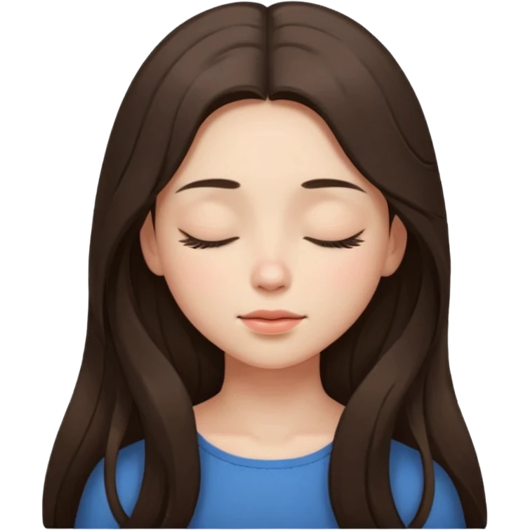 closed eyes long hair brunette girl emoji