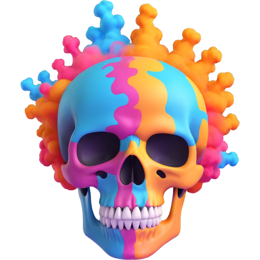 skull with top of head exploding in colorful smoke emoji