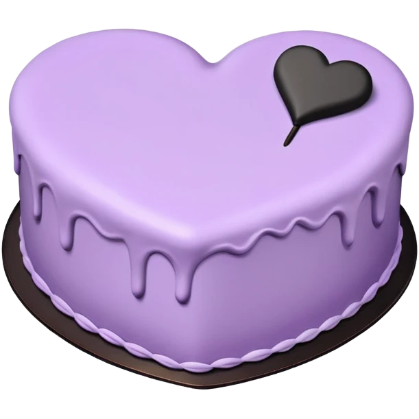 Vintage style heart shaped cake, pastel purple with black  emoji
