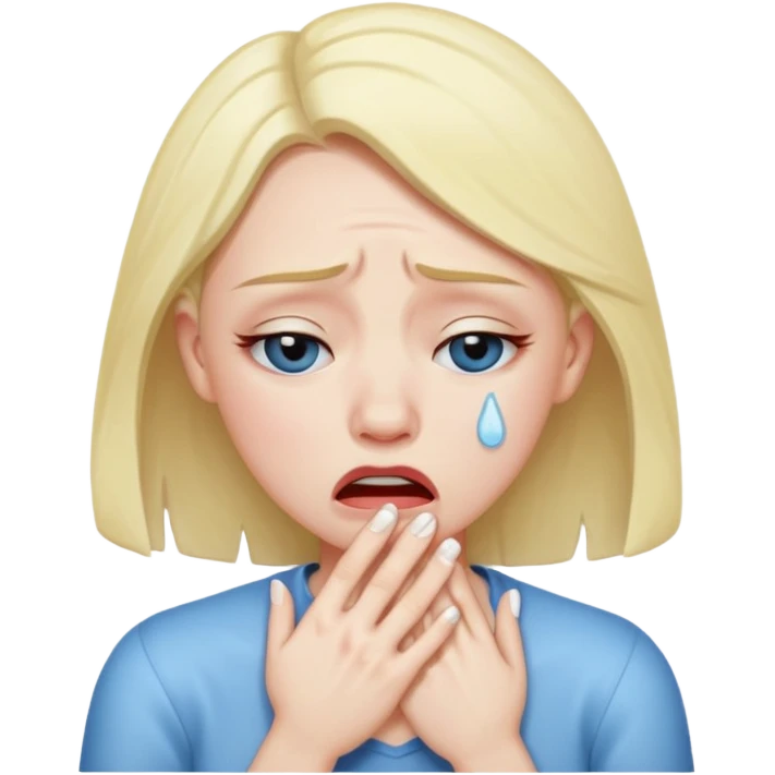 Woman choking herself crying  emoji