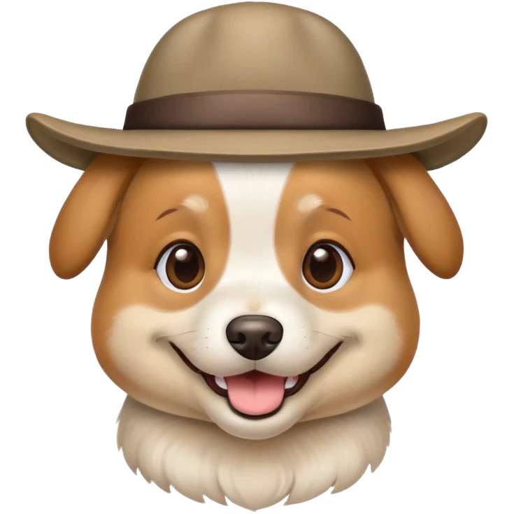 dog wearing a hat and smile emoji
