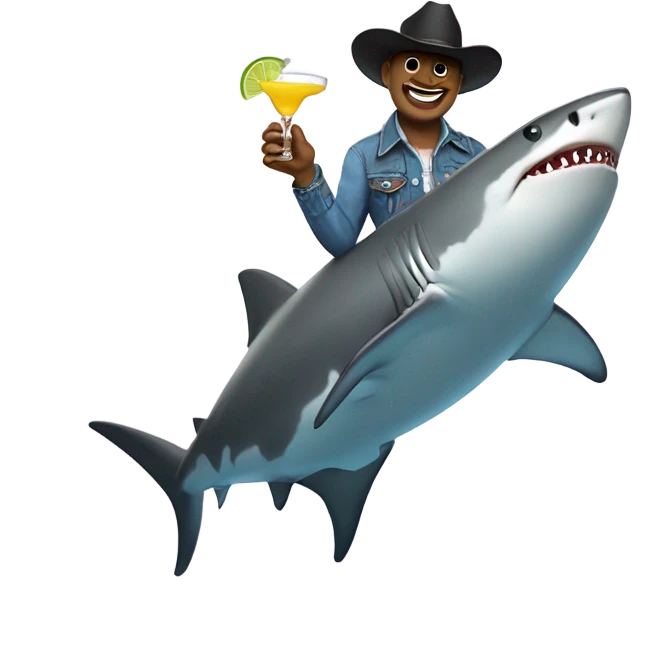Shark with cowboy boots and a margarita emoji