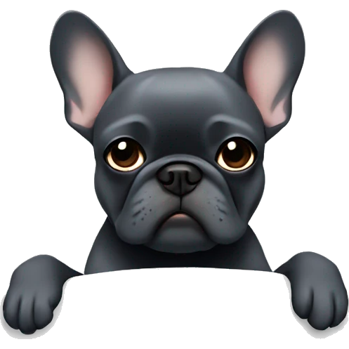 Dark grey frenchie with zzz emoji