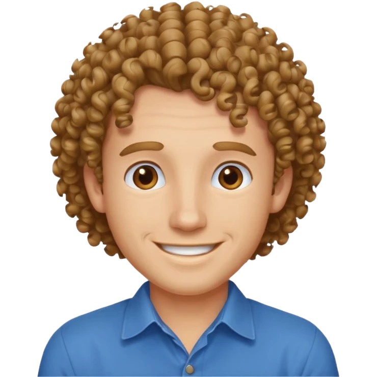 curly haired blue shirt man emoji
