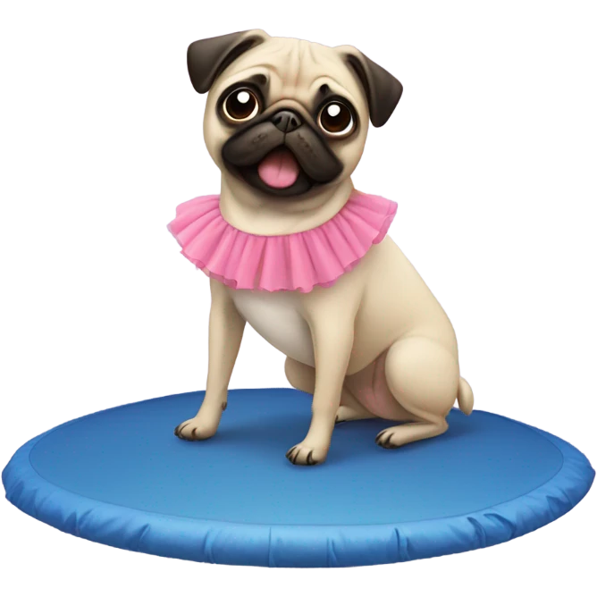 Pug on a trampoline in a tutu emoji