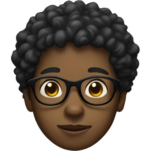 Black kid with specs and curly hair emoji
