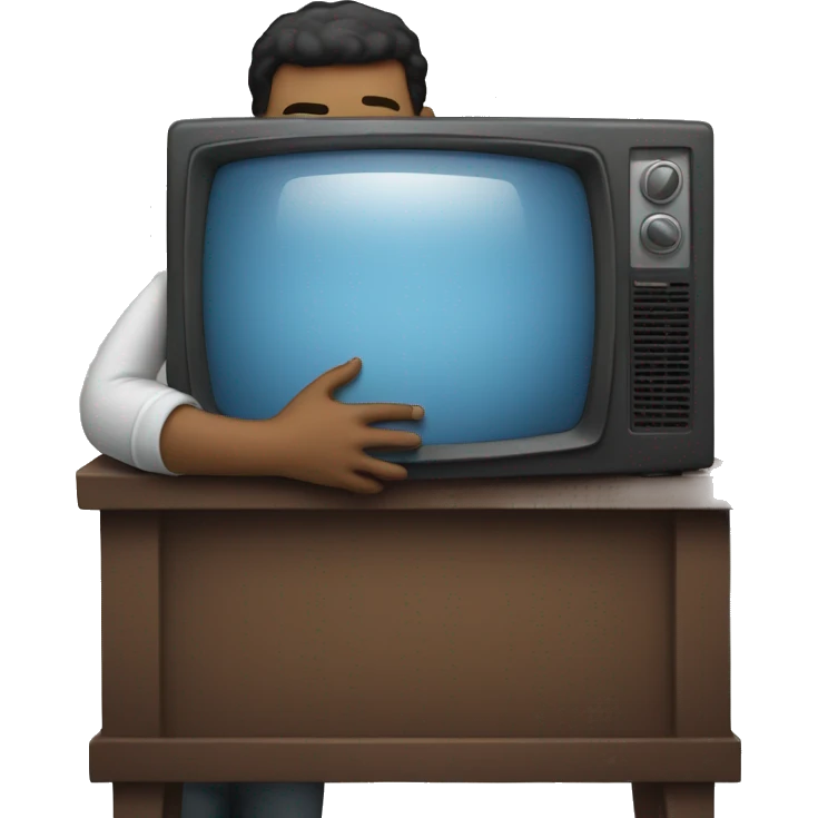 Man hugging television  emoji