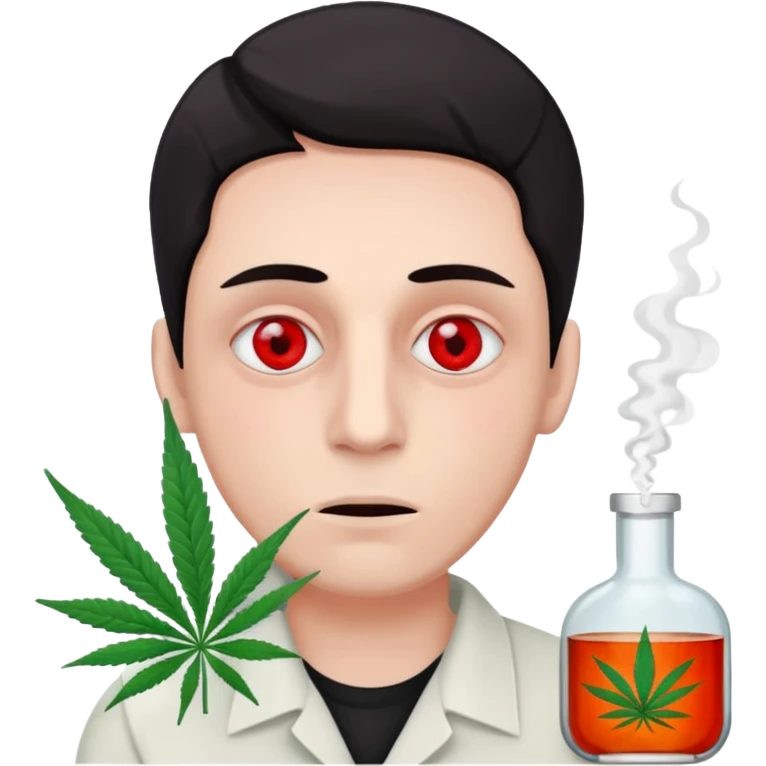 gang dealer man drugged white with cannabis on a hand emoji