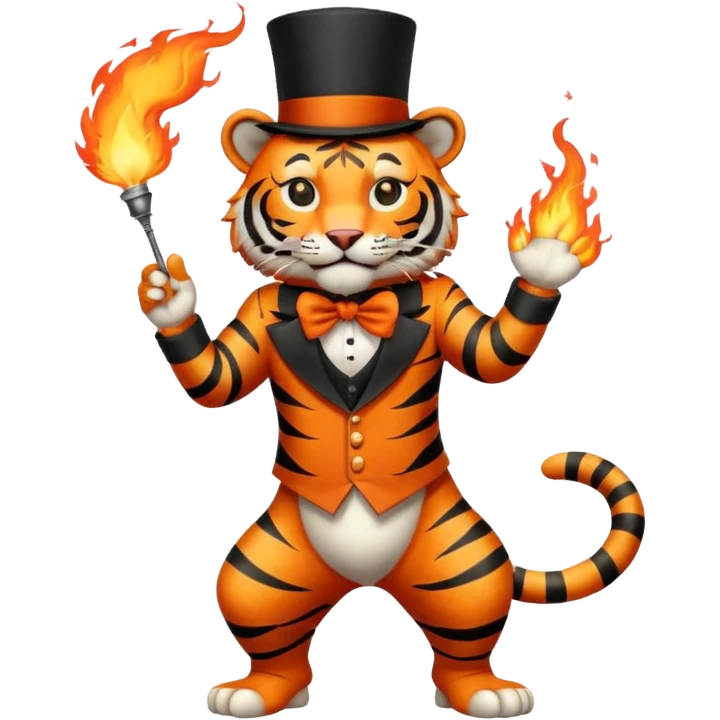 tiger  vintage-circus-performer-spitting-fire full body emoji