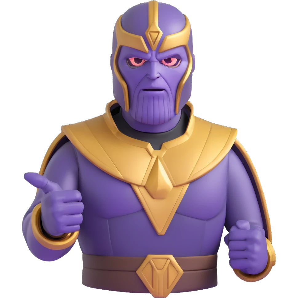 Thanos with Squid Game triangle mask pointing forward emoji