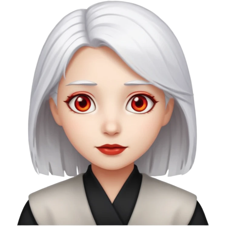a girl with white hair and bright red eyes emoji
