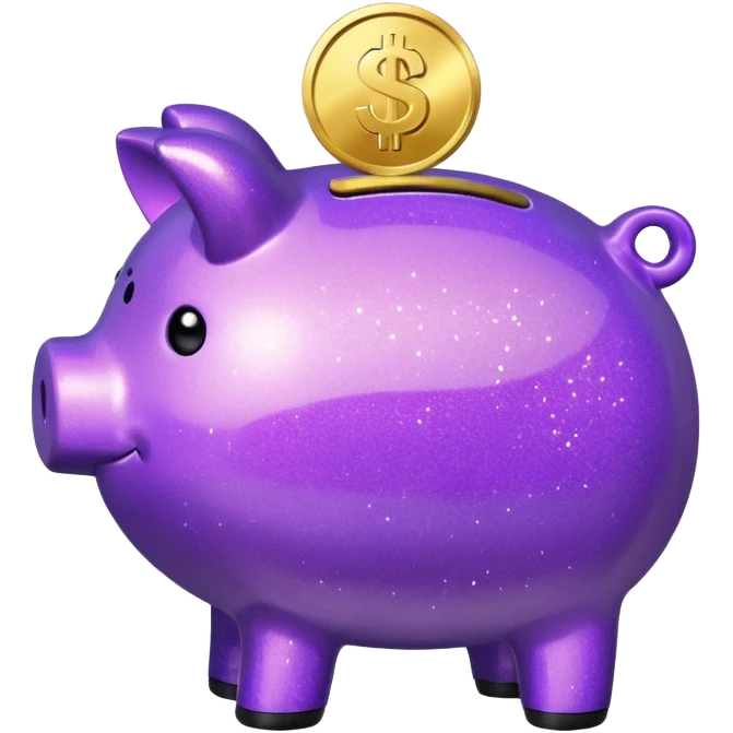 money in a glitter purple piggy bank emoji