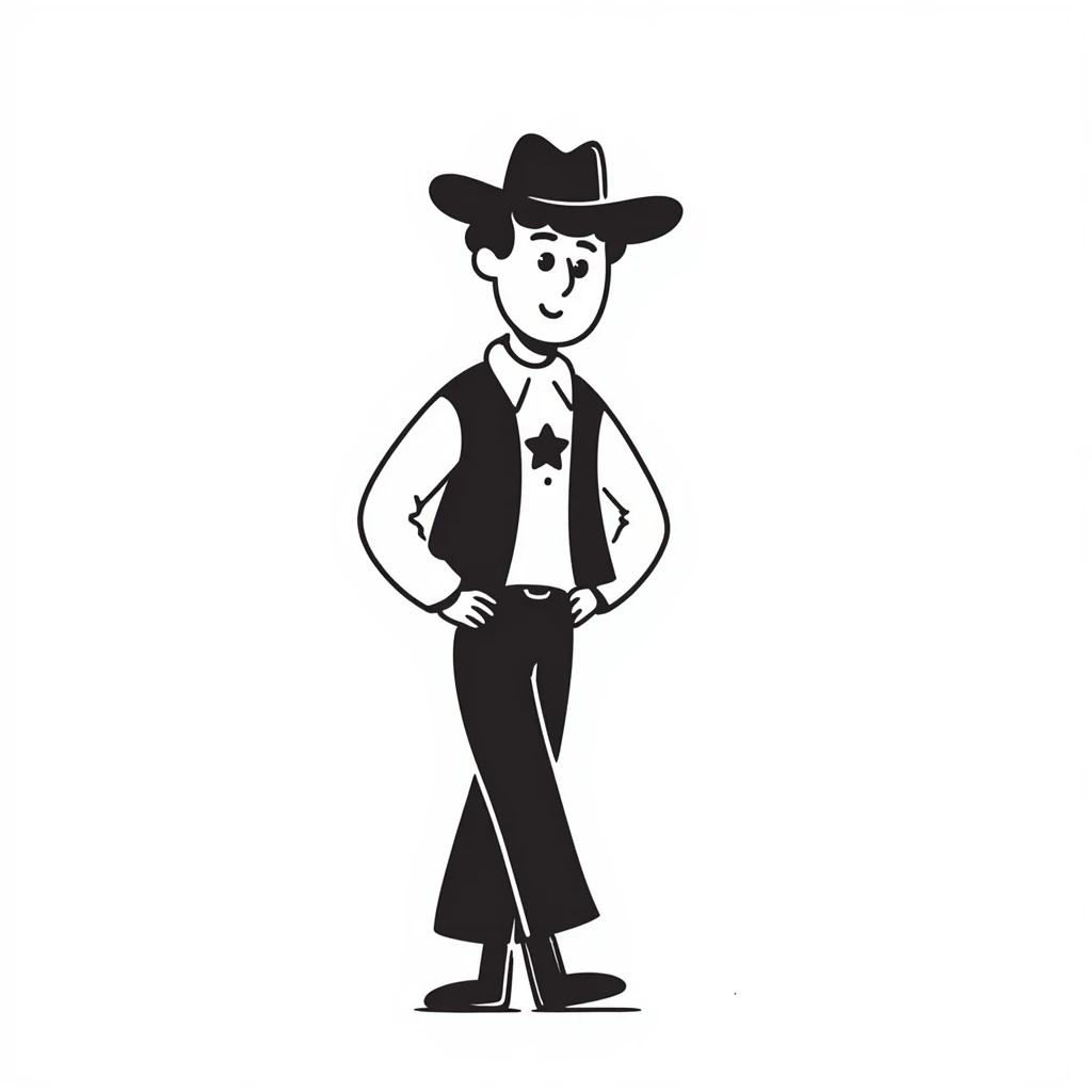 Cowboy with a star on his shirt, wearing a cowboy hat and boots emoji