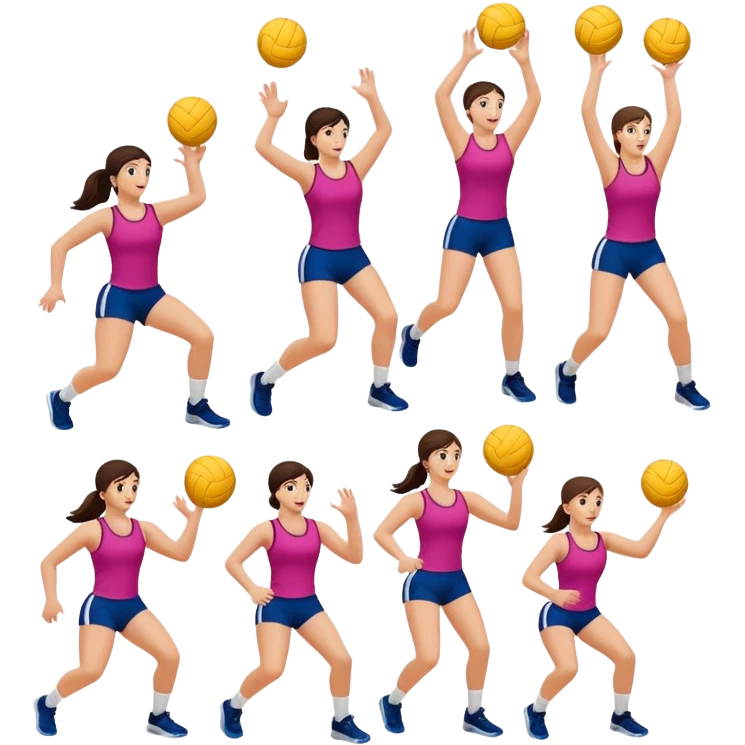 buatkan emoji yang mengandung unsur gym,volley,running emoji