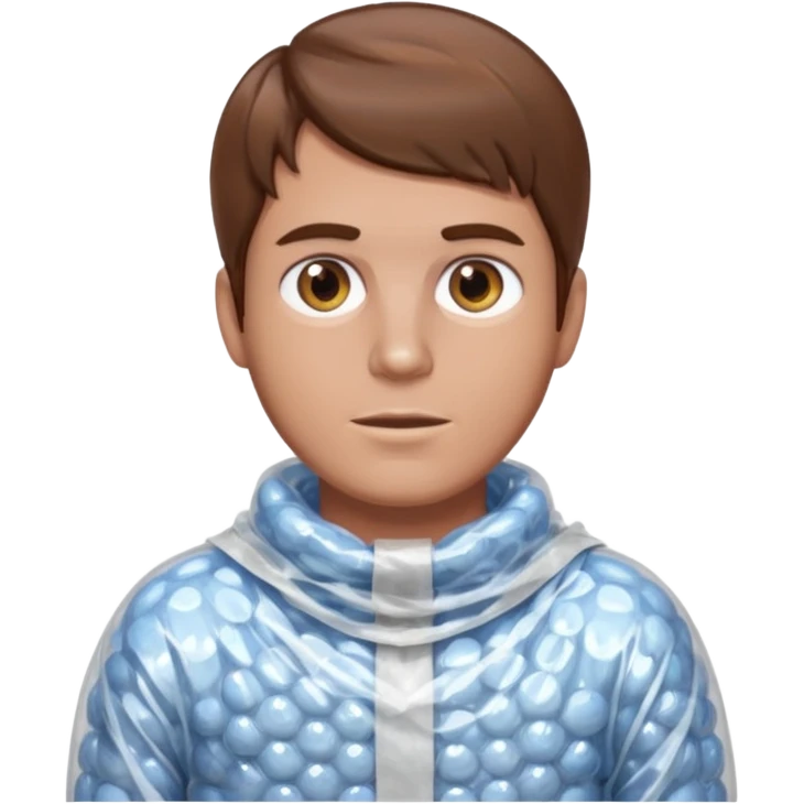 Brown haired man wrapped in bubble wrap emoji
