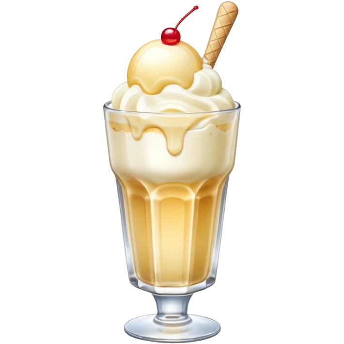 Japanese cream soda on a glass with ice ice cream vanilla 1 scoop on top emoji