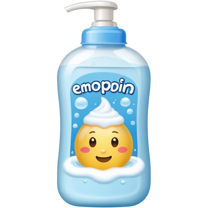 Bottle with a sticker for bath foam   emoji