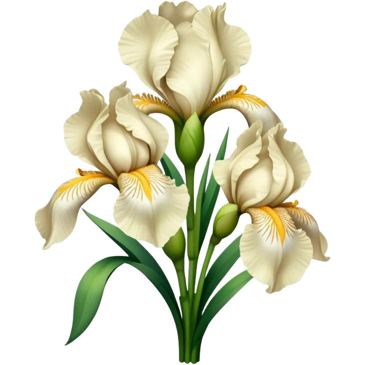 big bouquet Cream Iris, luxuriant, leaf, bud emoji