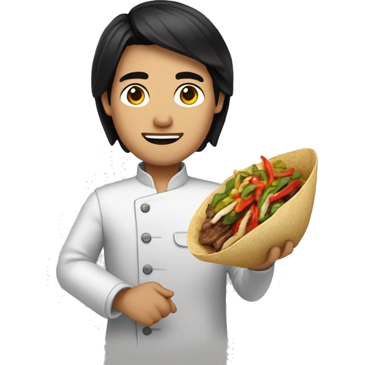Asiat men with black hair and fajitas in our hand emoji