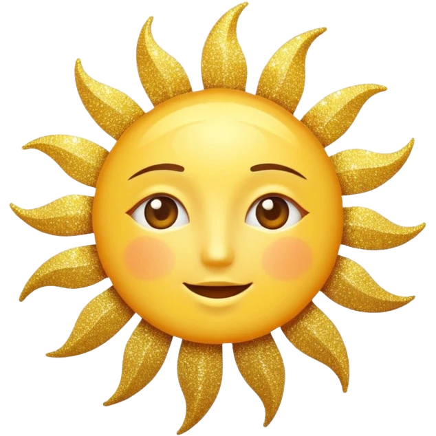 sun in 2d golden glitter in colour without face emoji