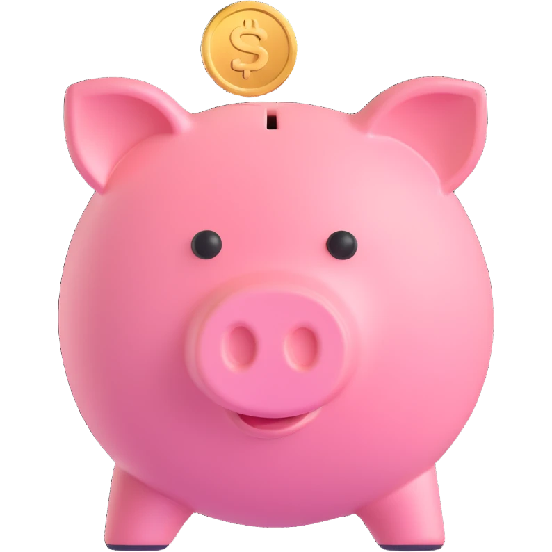 piggy bank with a coin emoji
