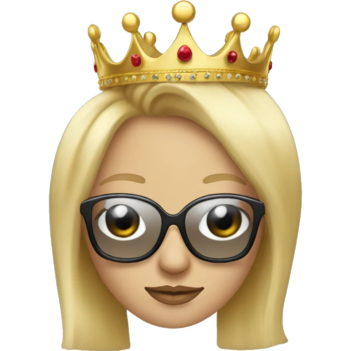Create a drawing of a woman with blonde hair, sunglasses and a crown emoji