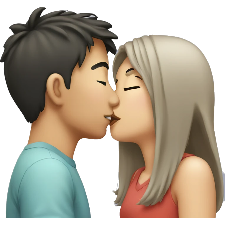 Asian girl kissing her boyfriend  emoji
