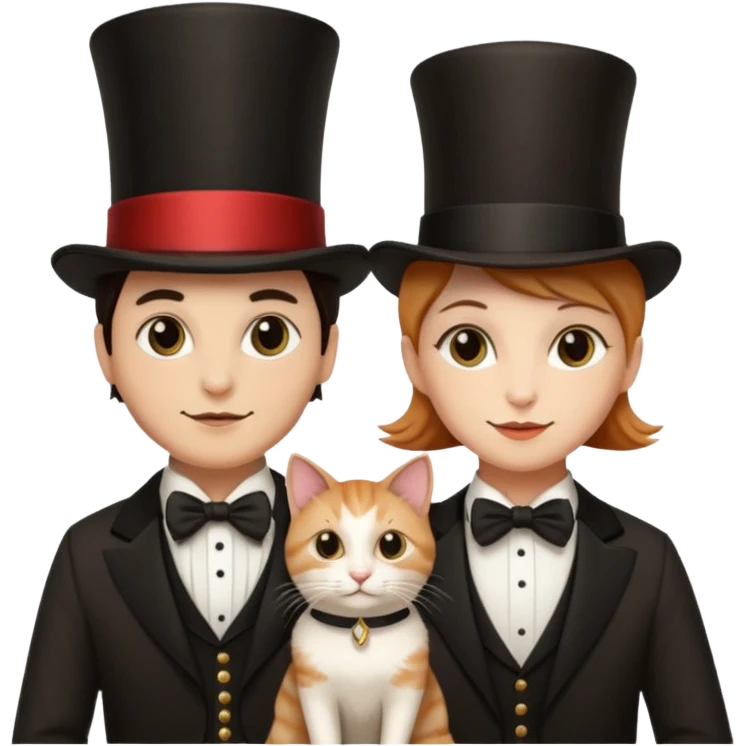 magician couple and their pet cat emoji