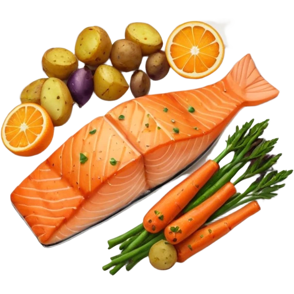 salmon veggies potatoes  emoji