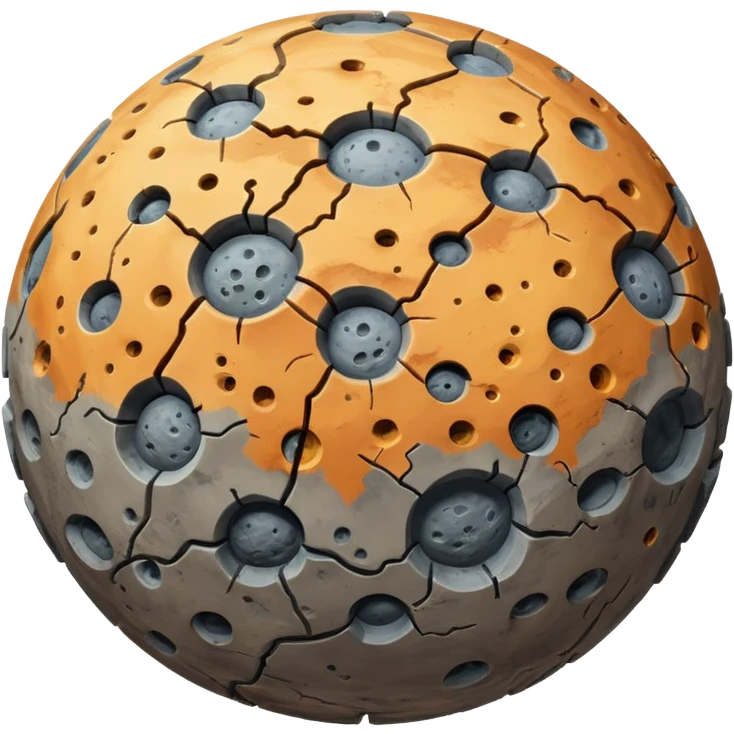 round gray rocky planet emoji, heavily pitted and scarred, rugged uneven surface emoji