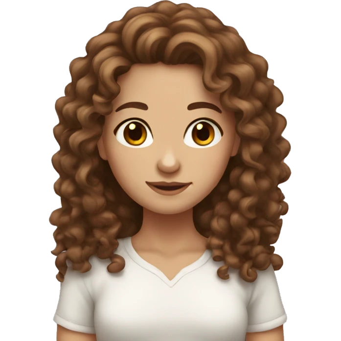 White skin girl with brown long curly hair emoji