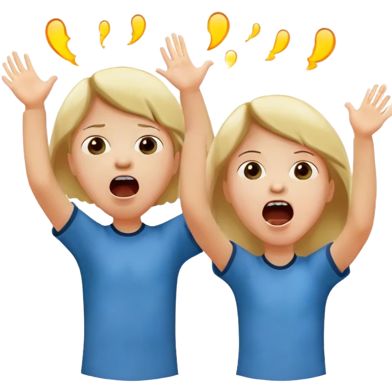 two children scream loudly looking up at full height emoji