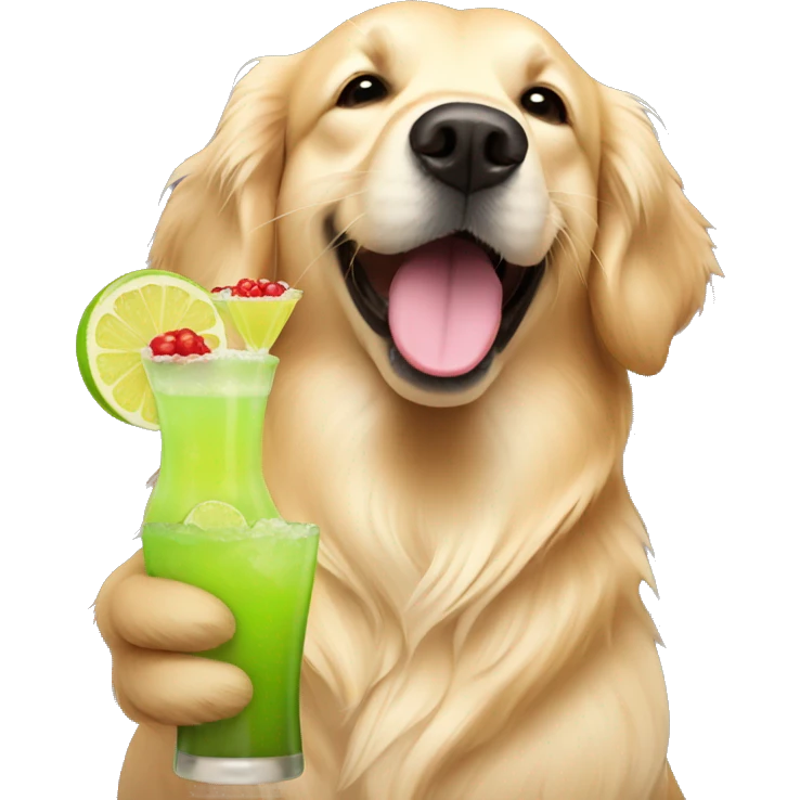 Golden retriever with a margarita  emoji
