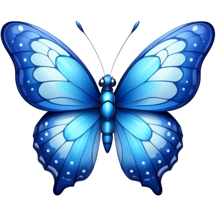 Cinematic Realistic Cute Blue Butterfly Portrait Emoji, Head tilted playfully and inquisitively, featuring beautifully patterned sapphire wings with intricate venation and a charming, petite body with round, sparkling eyes full of gentle curiosity, rendered with lifelike detail and warm natural highlights, high shine, affectionate and spirited, styled with a touch of whimsical garden magic, soft glowing outline, capturing the essence of a mischievous yet lovable blue butterfly that seems ready to flutter playfully into your arms! emoji